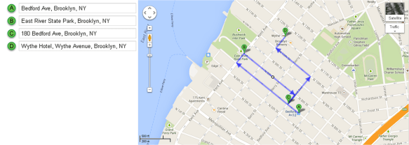 Mapa Recorrido Día 5 – Williamsburg + Whyte Hotel
