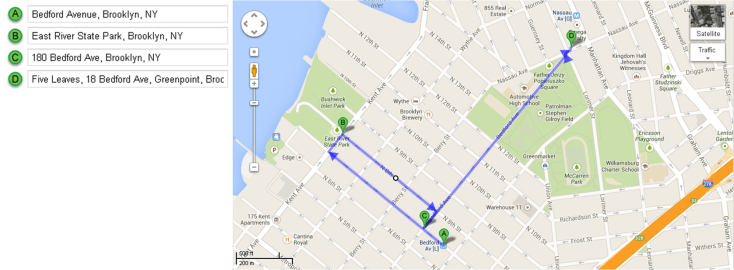 Mapa Recorrido Día 5 – Williamsburg + Five Leaves