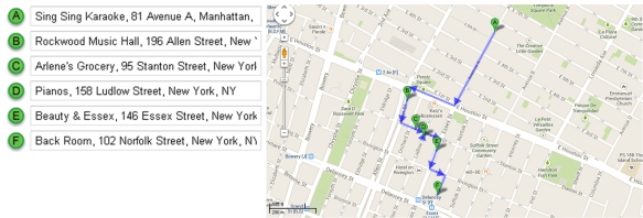 Mapa Recorrido Día 5 – Bares y Restaurantes Lower East Side